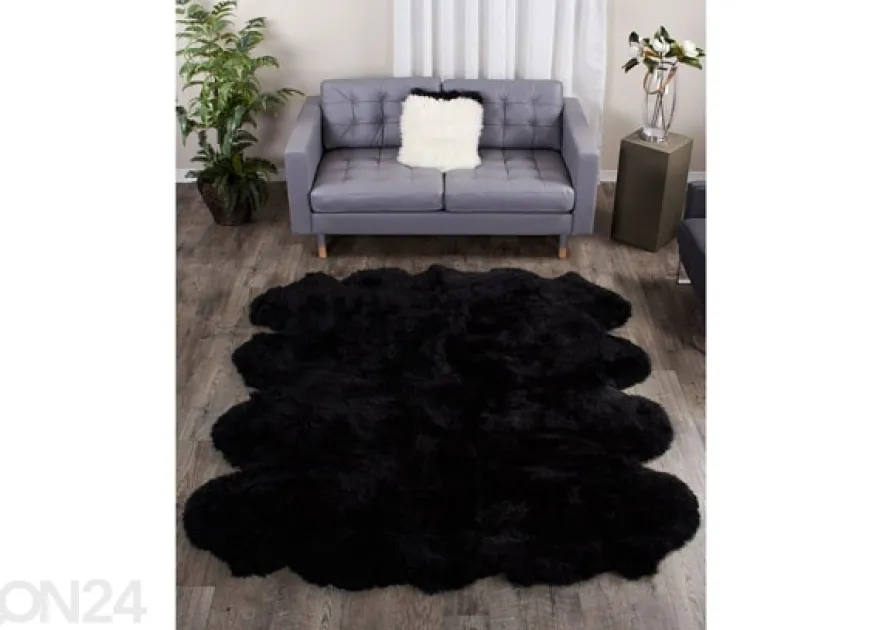 Aito lampaantalja Merino black Octo ±170x180 cm