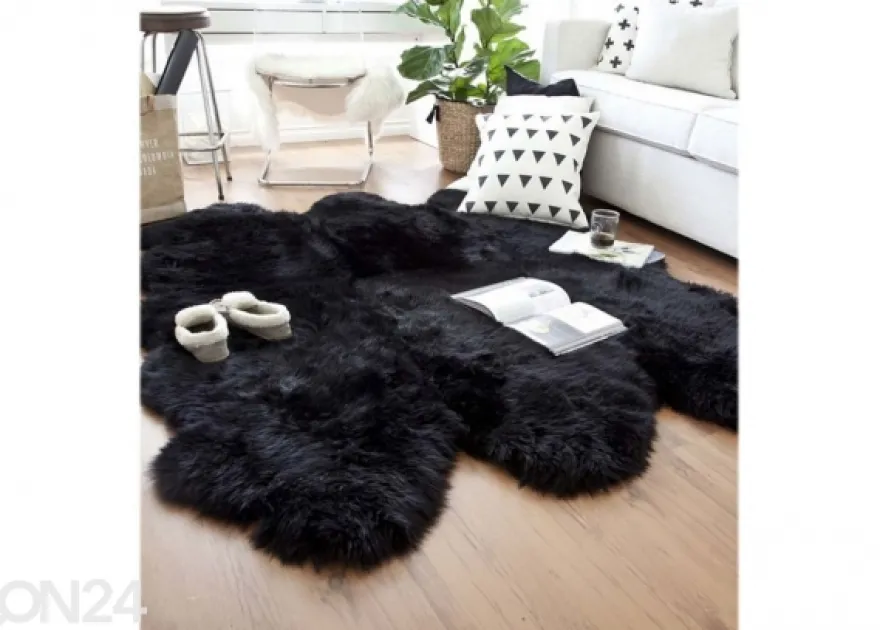 Aito lampaantalja Merino black Sexto ±130x180 cm