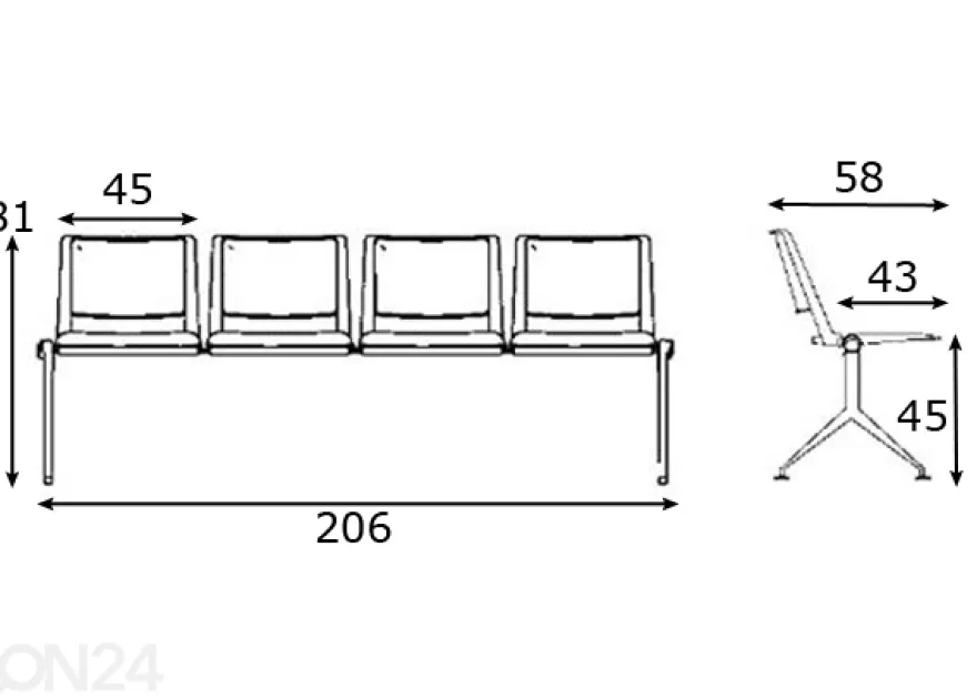 Asiakaspalvelu Benches Rave, alumiini