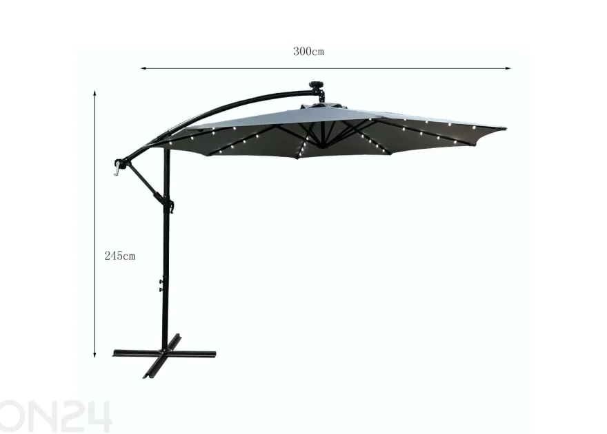 Aurinkovarjo Milin + LED Ø 3 m