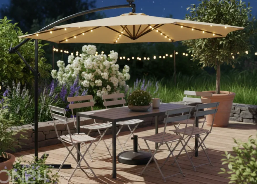 Aurinkovarjo Milin + LED Ø 3 m