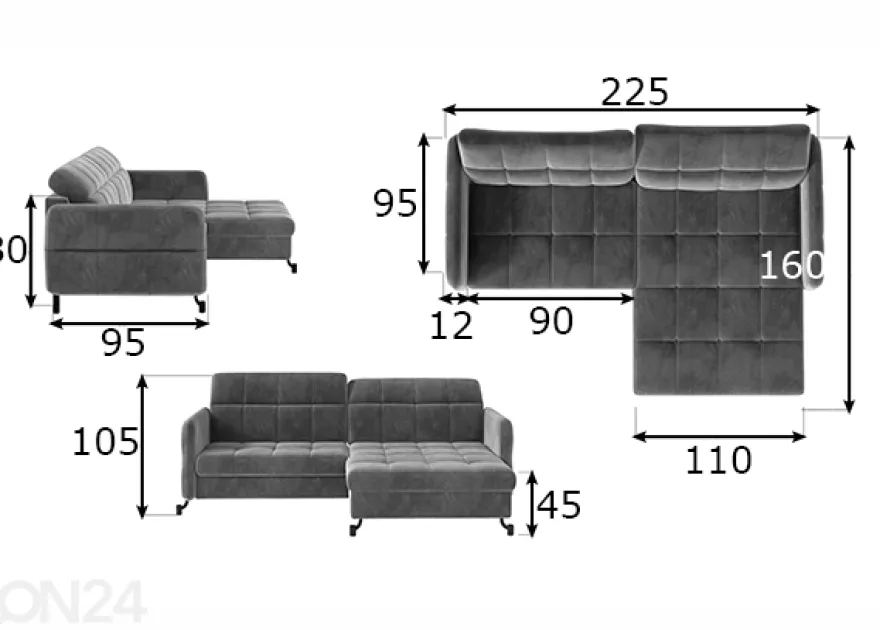 Divaanivuodesohva Lorelle