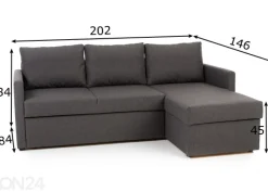 Divaanivuodesohva vuodevaatelaatikolla Linda