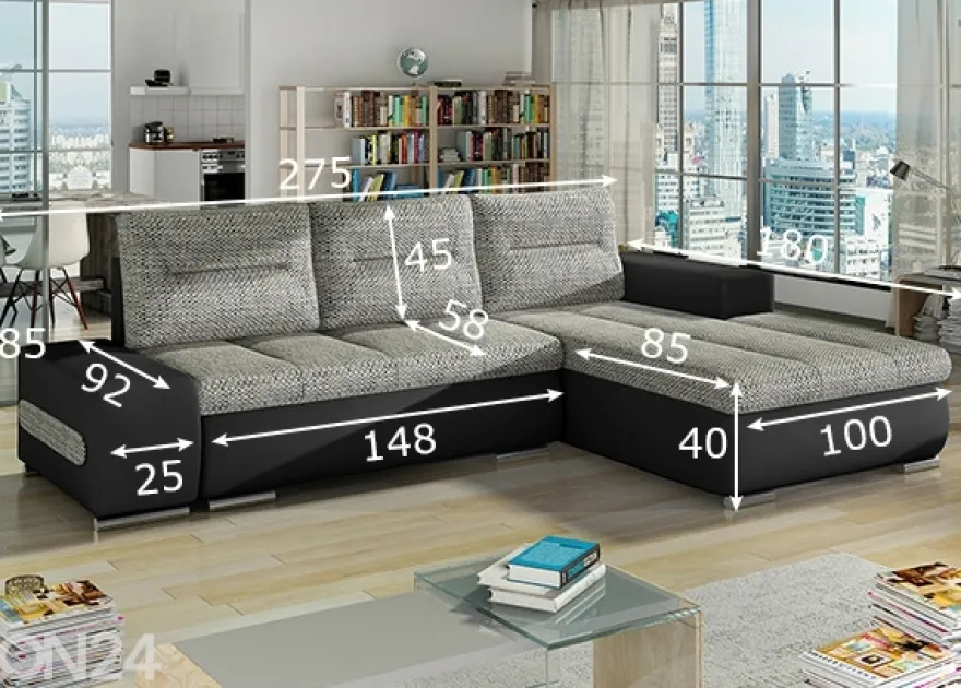 Divaanivuodesohva vuodevaatelaatikolla Detroit