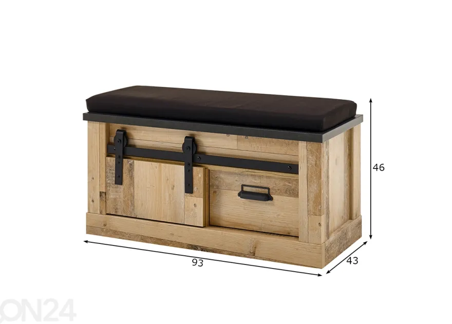 Eteispenkki istuinpehmusteella Sherwood 93 cm