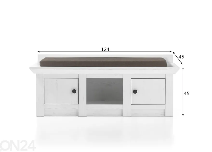 Eteispenkki istuinpehmusteella Westerland 124 cm