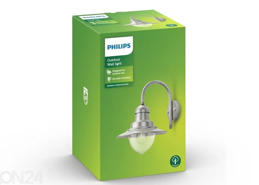 Hopeanvärinen Philips Raindrop seinävalaisin 1xE27