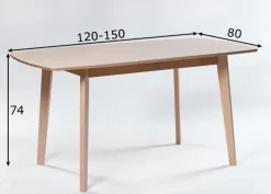 Jatkettava ruokapöytä Bari 80x120-150 cm, valkoinen pyökki