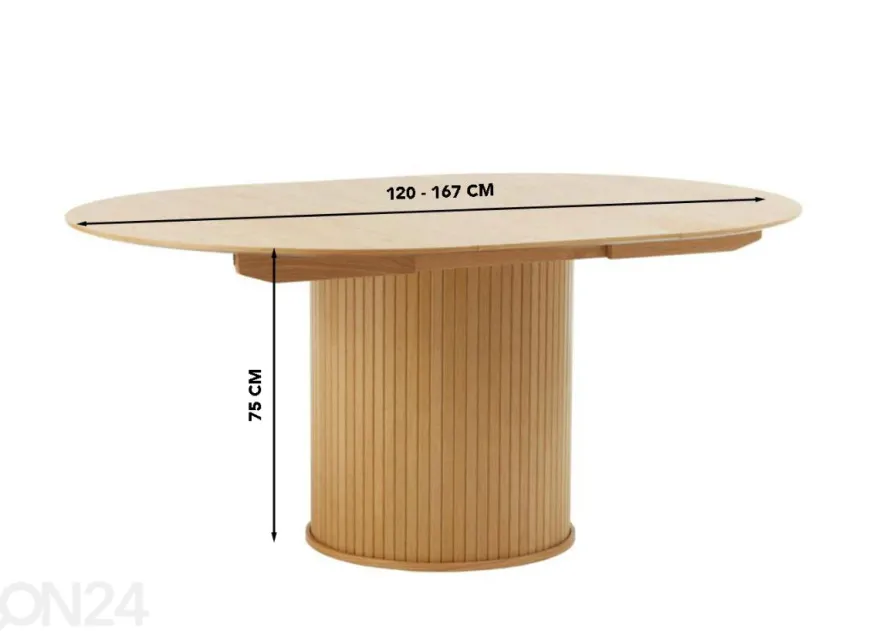 Jatkettava ruokapöytä 120/167 cm
