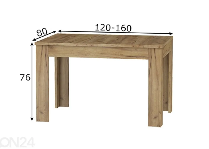 Jatkettava ruokapöytä Cobhy 120-160x80 cm