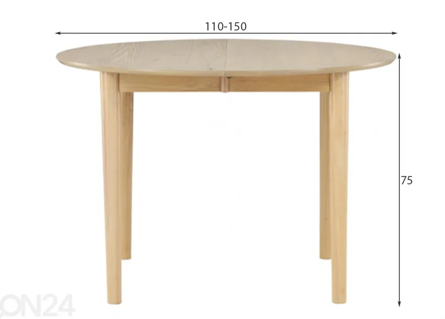 Jatkettava ruokapöytä Gilda 110/150x110 cm
