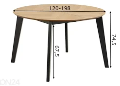 Jatkettava ruokapöytä Grace Ø120/198 cm