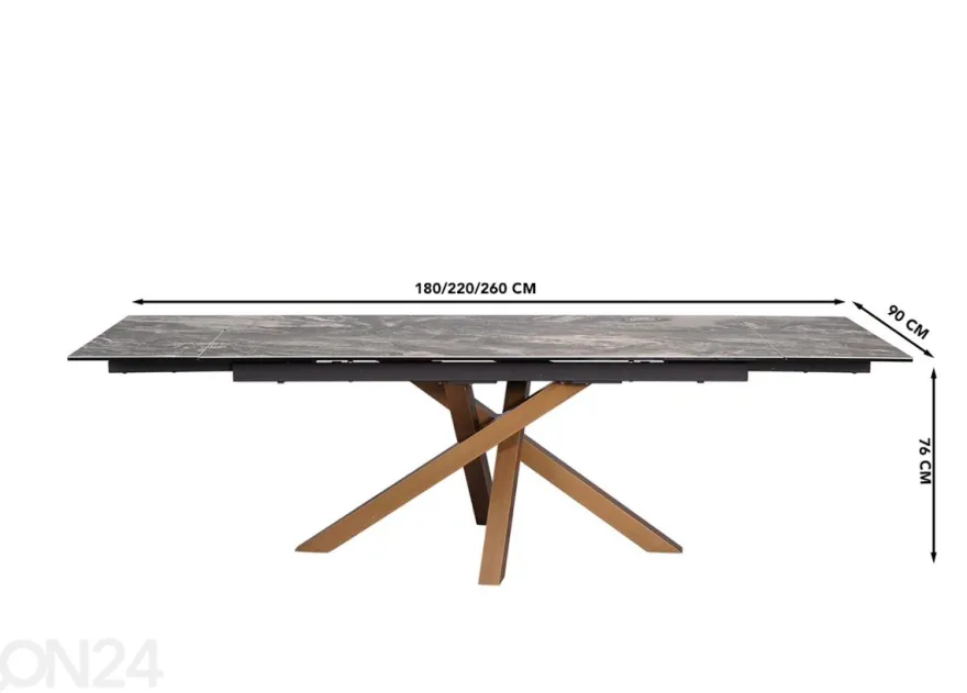 Jatkettava ruokapöytä Hartland 90x180/220/260