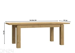 Jatkettava ruokapöytä Havanna 90x160/206 cm