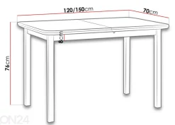 Jatkettava ruokapöytä Leena 120-150x70 cm