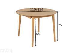 Jatkettava ruokapöytä Monz Ø 115/154 cm