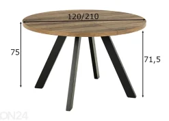 Jatkettava ruokapöytä Saida Ø120/210x75 cm