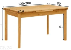 Jatkettava ruokapöytä Tirza 80x120-200 cm