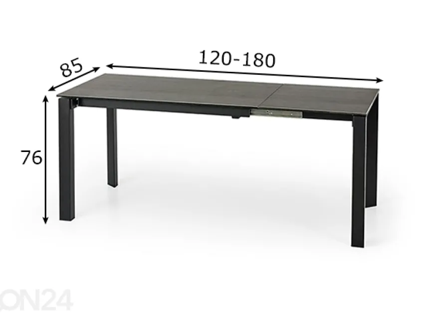 Jatkettava ruokapöytä 85x120-180 cm