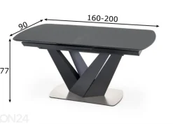Jatkettava ruokapöytä 160/200x90 cm