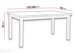 Jatkettava ruokapöytä 160-200x90 cm