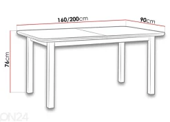 Jatkettava ruokapöytä 160-200x90 cm
