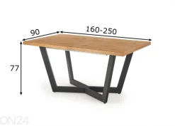Jatkettava ruokapöytä 160/250x90 cm