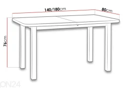 Jatkettava ruokapöytä 140-180x80 cm