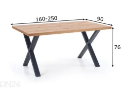 Jatkettava ruokapöytä 160/250x90 cm