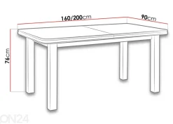 Jatkettava ruokapöytä 160-200x90 cm