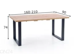 Jatkettava ruokapöytä 160/210x90 cm