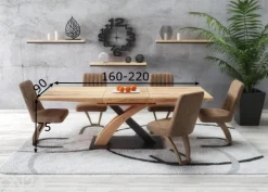 Jatkettava ruokapöytä 160/220x90 cm