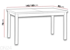 Jatkettava ruokapöytä 140-180x80 cm