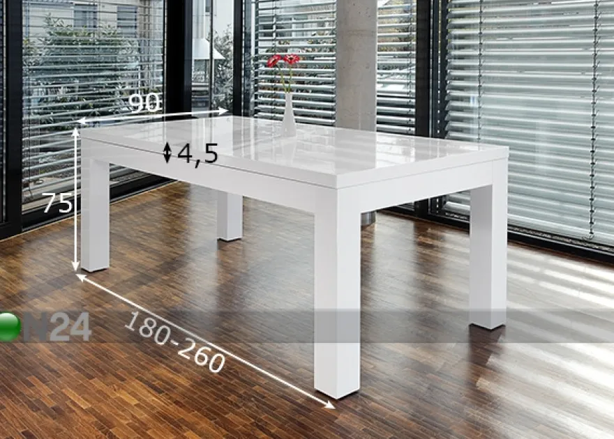 Jatkettava ruokapöytä 180-260x90 cm