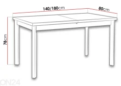Jatkettava ruokapöytä 140-180x80 cm