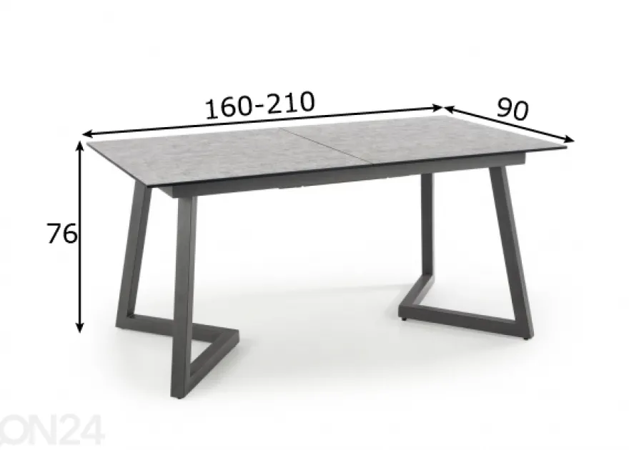 Jatkettava ruokapöytä 160/210x90 cm