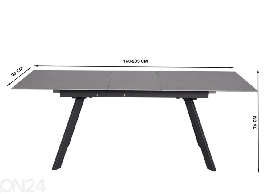 Jatkettava ruokapöytä 90x160/205 cm