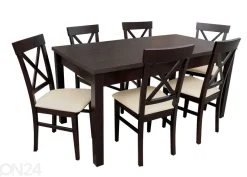 Jatkettava ruokapöytä 80x160-200 cm + 6 tuolia