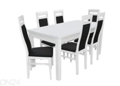 Jatkettava ruokapöytä 80x160-200 cm + 6 tuolia