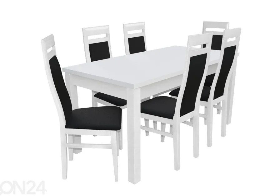 Jatkettava ruokapöytä 80x160-200 cm + 6 tuolia