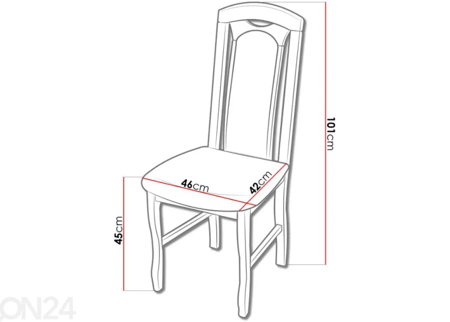 Jatkettava ruokapöytä 90x150-230 cm + 6 tuolia