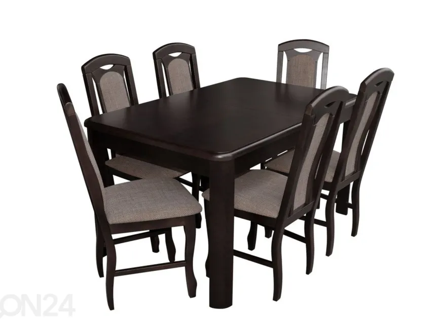 Jatkettava ruokapöytä 90x150-230 cm + 6 tuolia