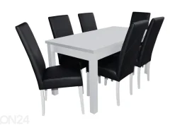 Jatkettava ruokapöytä 80x160-200 cm + 6 tuolia