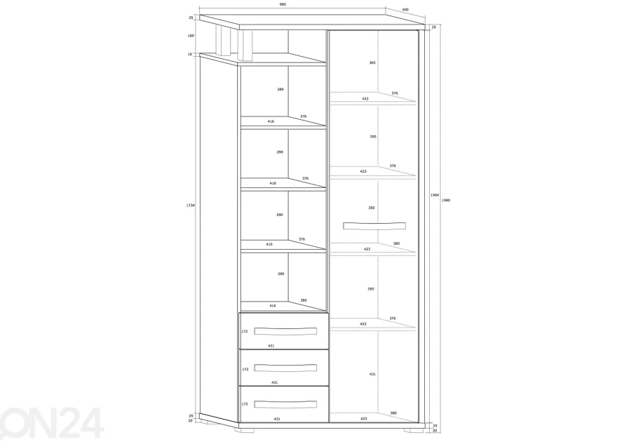 Kaappi Cloghroe 90 cm