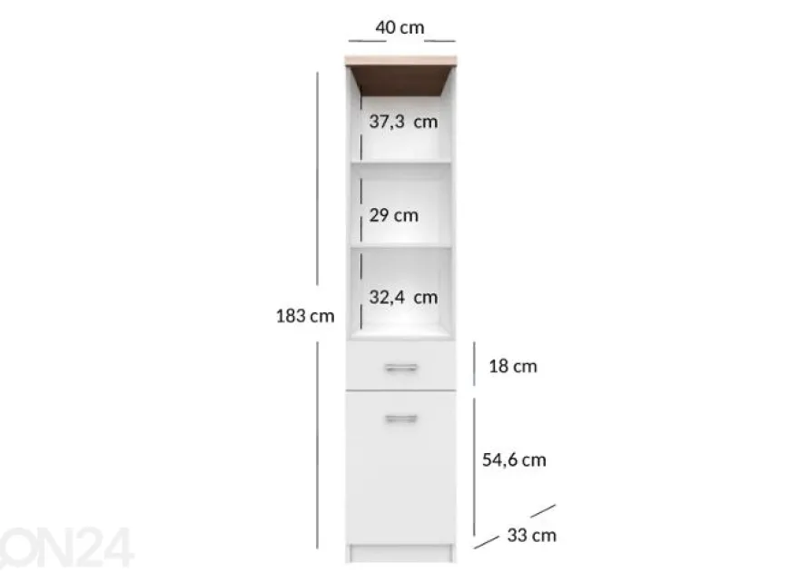 Kaappi/hylly Top mix 40 cm
