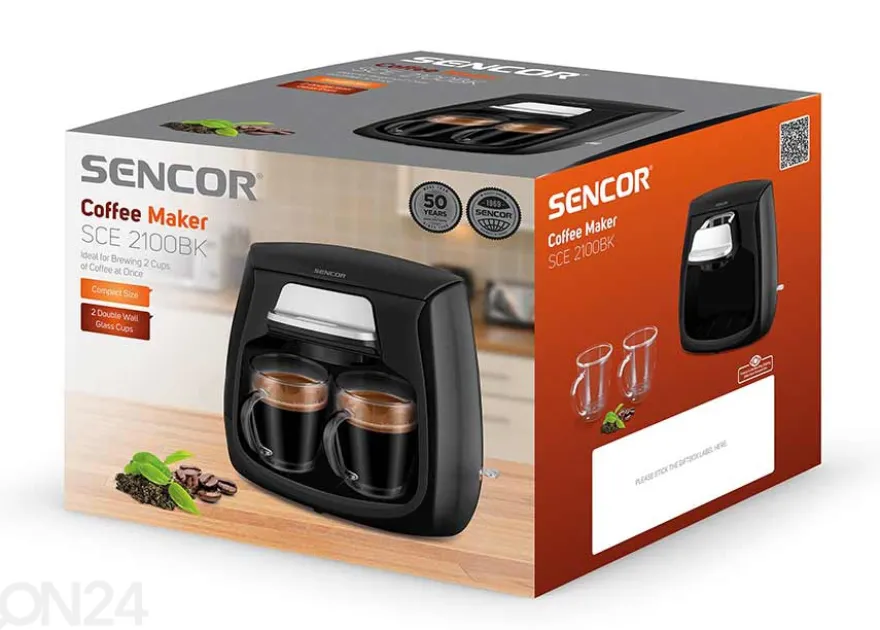 Kahvinkeitin Sencor kahdelle kupille SCE2100BK