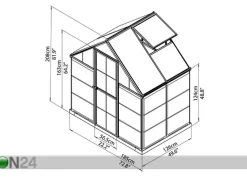 Kasvihuone Palram Hybrid 1,85x1,26 m, 2,33 m²