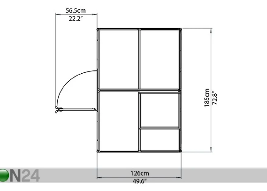 Kasvihuone Palram Hybrid 1,85x1,26 m, 2,33 m²