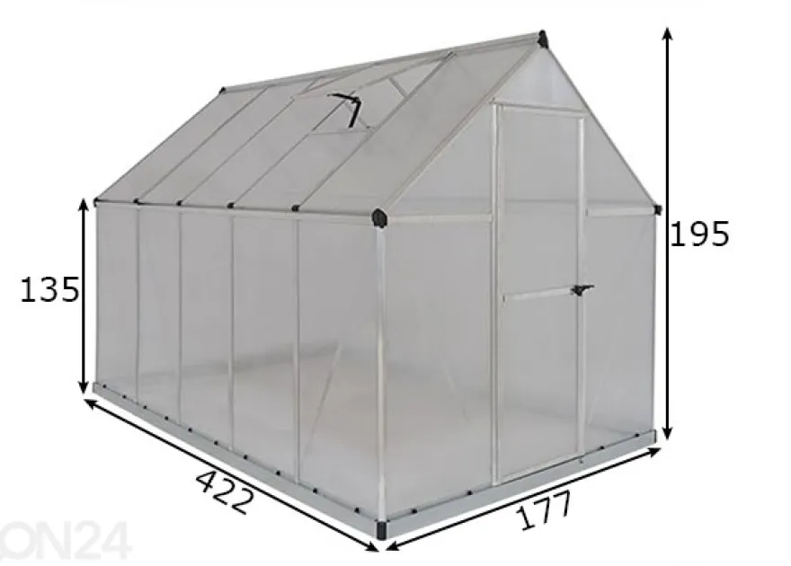 Kasvihuone 1,77x4,22 m 8 m²