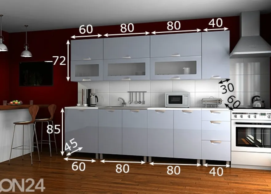 Keittiökalusteet 260 cm